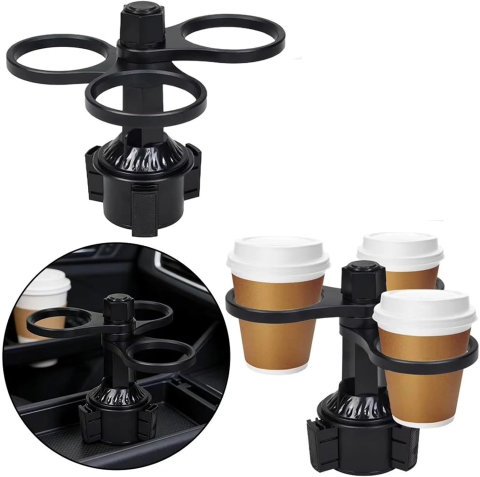 Accesorii Auto - Suport universal auto pentru sticle și pahare, design extensibil, ajustare 360° și construcție robustă din ABS, ideal pentru interiorul mașinii