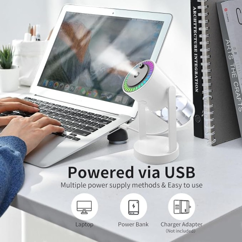 Umidificator Portabil 280 ml cu Proiecție Cer Înstelat, Funcție Temporizare, Autonomie până la 8 Ore, Dimensiuni 16,5x8 cm, Design Compact Ideal pentru Dormitor și Birou [5]