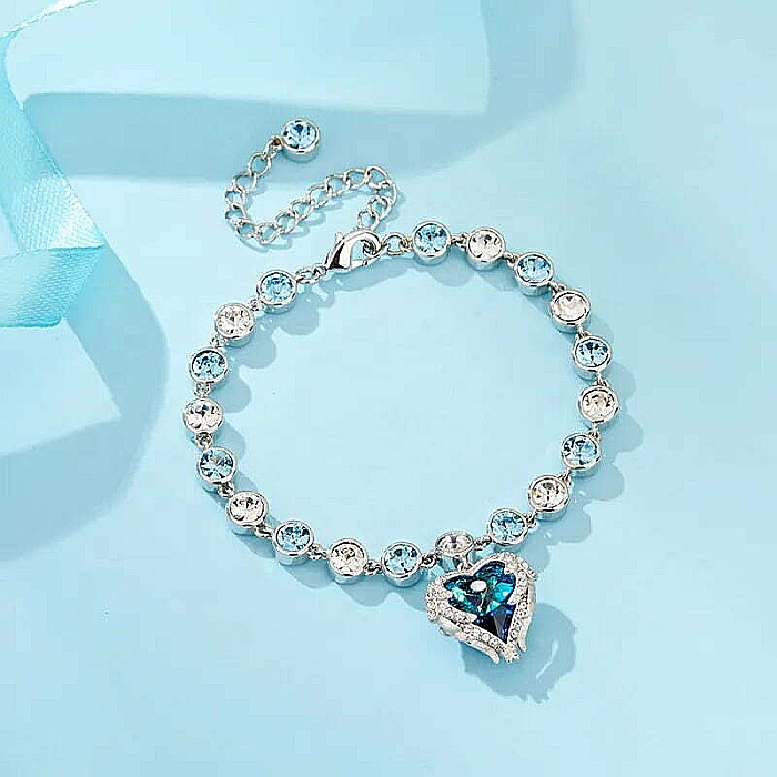 Bratara MBrands Angel, Charm in forma de inima cu cristal Austria, placata cu rodiu [3]
