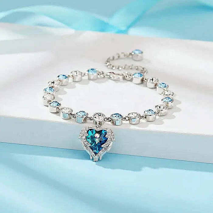 Bratara MBrands Angel, Charm in forma de inima cu cristal Austria, placata cu rodiu [4]