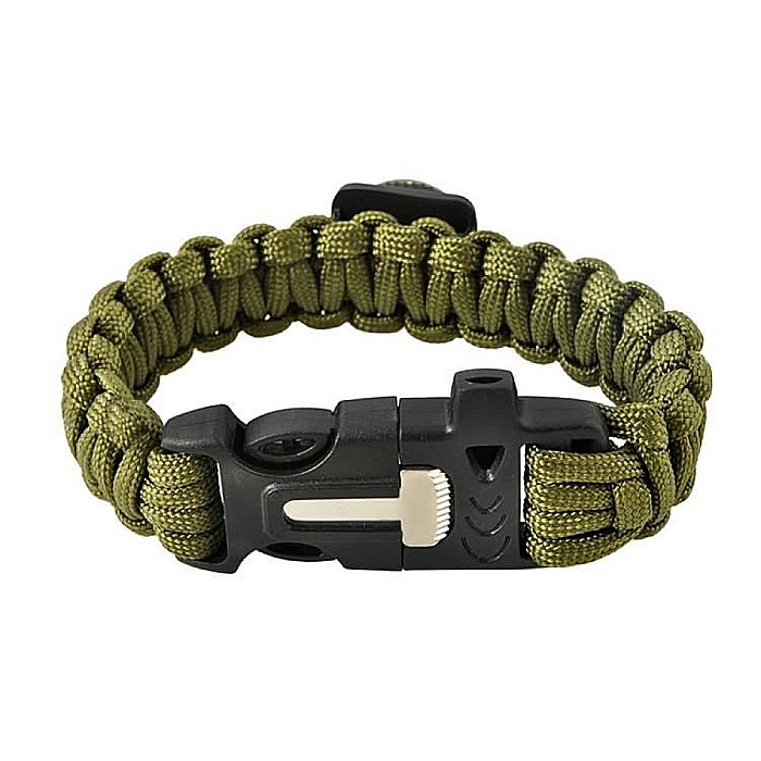 Bratara tactica ajustabila supravietuire MBrands  paracord, busola, termometru, cremene, fluier, fierastrau [3]