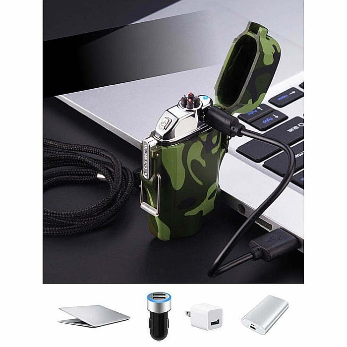 Bricheta MBrands Army electronica/electrica, Rezistenta la apa, DUBLU ARC, Fara Gaz ,incarcare USB, cu lanterna, [3]