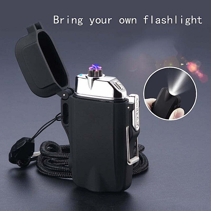 Bricheta MBrands Army electronica/electrica, Rezistenta la apa, DUBLU ARC, Fara Gaz ,incarcare USB, cu lanterna, [6]