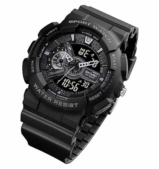 Ceas Army SKMEI 1688 Dual Time analog si digital, Inot, Cronograf , barbatesc [6]