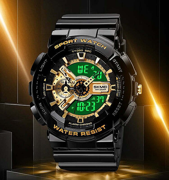 Ceas Army SKMEI 1688 Dual Time analog si digital, Inot, Cronograf , barbatesc [2]