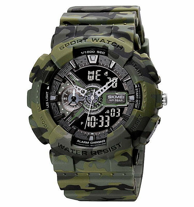 Ceas Army SKMEI 1688 Dual Time analog si digital, Inot, Cronograf , barbatesc [7]