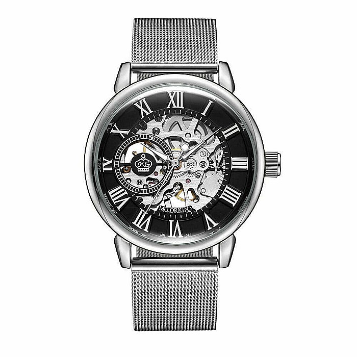 Ceas barbatesc MG. Orkina automatic, skeleton, bratara metalica [9]