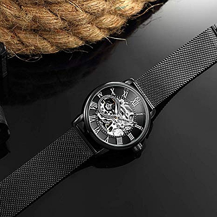 Ceas barbatesc MG. Orkina automatic, skeleton, bratara metalica [4]