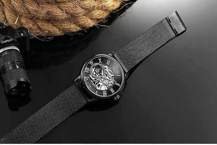 Ceas barbatesc MG. Orkina automatic, skeleton, bratara metalica [6]