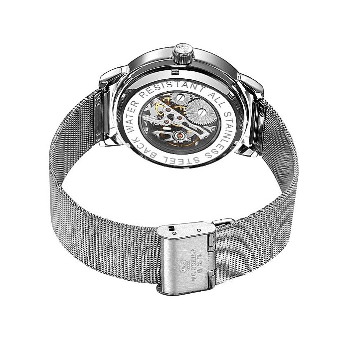 Ceas barbatesc MG. Orkina automatic, skeleton, bratara metalica [10]