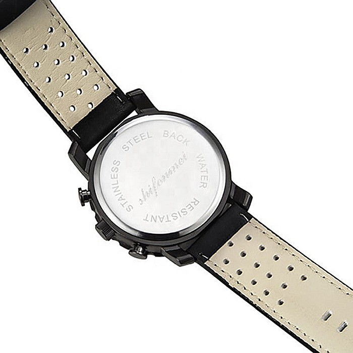 Ceas barbatesc Shifenmei , negru curea din piele , analog cu data [2]