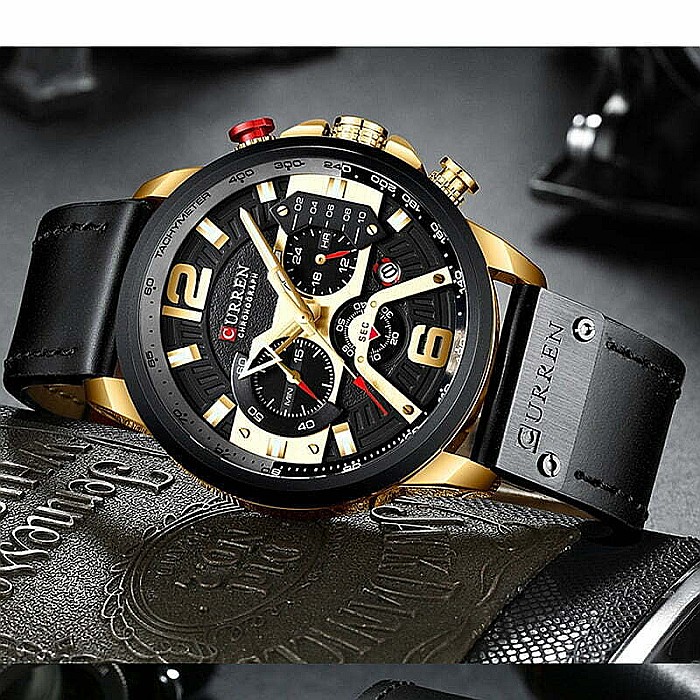 Ceas barbati Curren 8329 chronograf , calendar, indici luminosi, curea piele naturala [8]