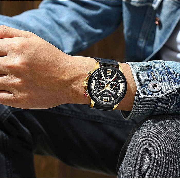 Ceas barbati Curren 8329 chronograf , calendar, indici luminosi, curea piele naturala [10]