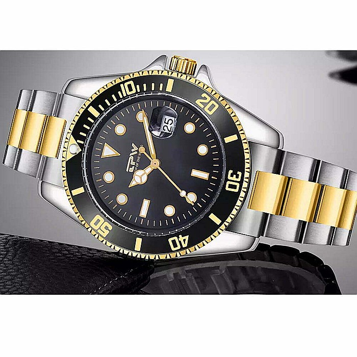 Ceas de barbati din inox MBrands desing clasic, afisaj data , mecanism japonez quartz, bezel rotativ [2]