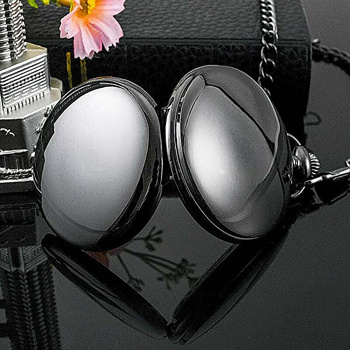 Ceas de buzunar lucios MBrands cu lant argintiu, Quartz, diametru de 4.5 cm, stil Vintage [6]