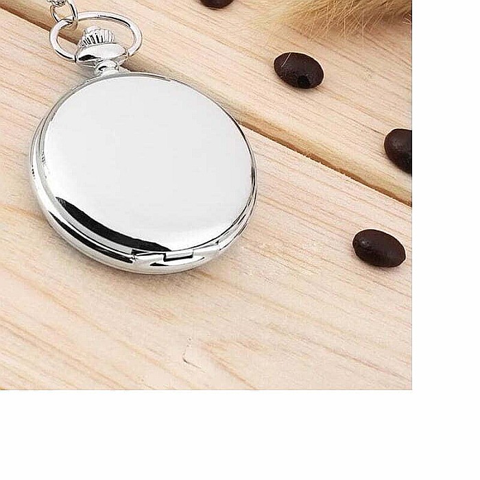 Ceas de buzunar lucios MBrands cu lant argintiu, Quartz, diametru de 4.5 cm, stil Vintage [3]