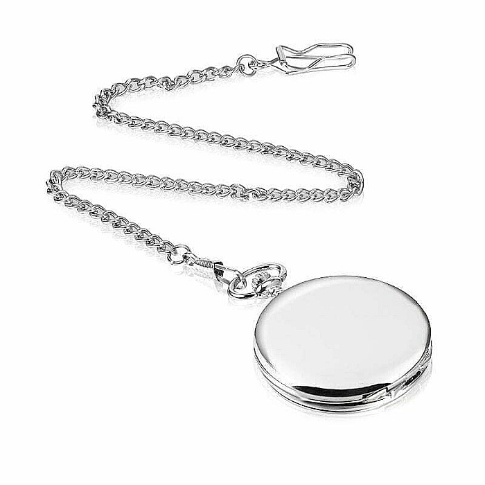 Ceas de buzunar lucios MBrands cu lant argintiu, Quartz, diametru de 4.5 cm, stil Vintage [2]