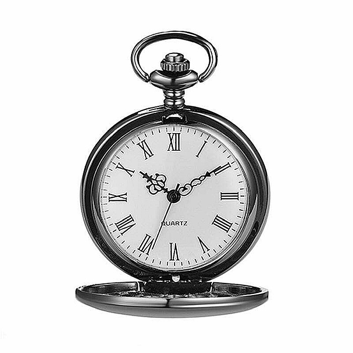 Ceas de buzunar lucios MBrands cu lant argintiu, Quartz, diametru de 4.5 cm, stil Vintage [1]