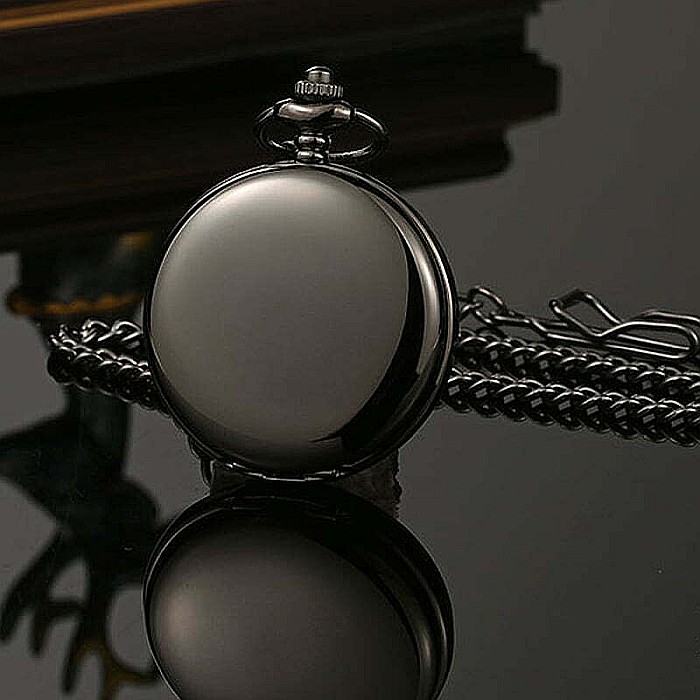 Ceas de buzunar lucios MBrands cu lant argintiu, Quartz, diametru de 4.5 cm, stil Vintage [7]