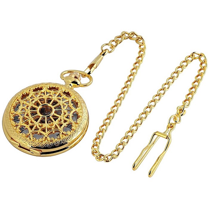 Ceas de buzunar Mbrands mecanic vintage auriu [2]