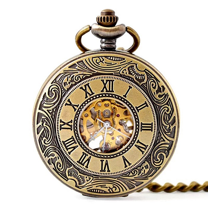 Ceas de buzunar MBrands, Skeleton Mecanic, cu lant , stil Vintage [1]