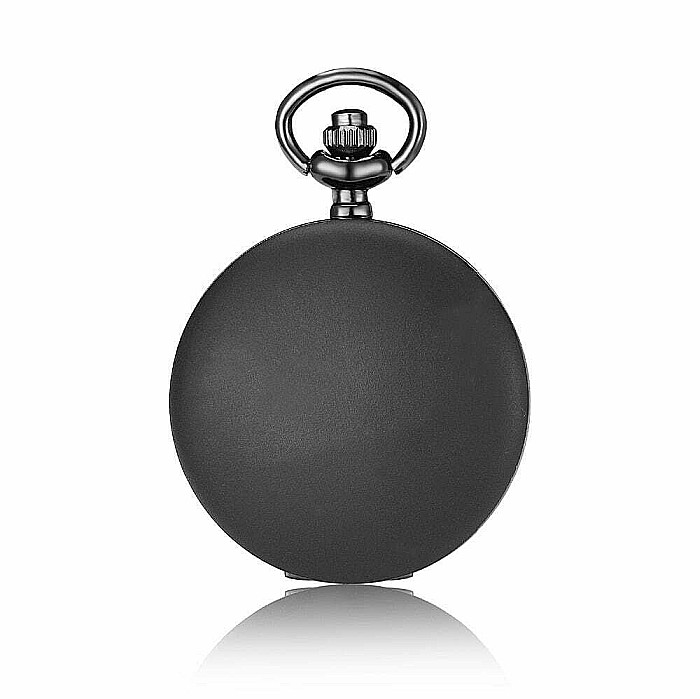 Ceas de buzunar negru mat MBrands cu lant negru, Quartz, stil Vintage [2]