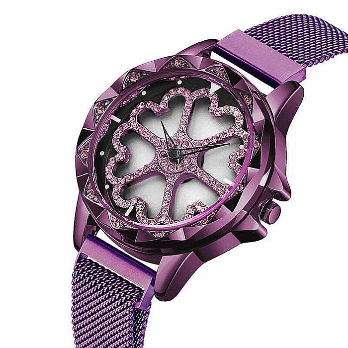 Ceas de dama Sanda, cadran in forma de inimioare rotative 360 grade bratara milaneza inchidere magnetica [2]