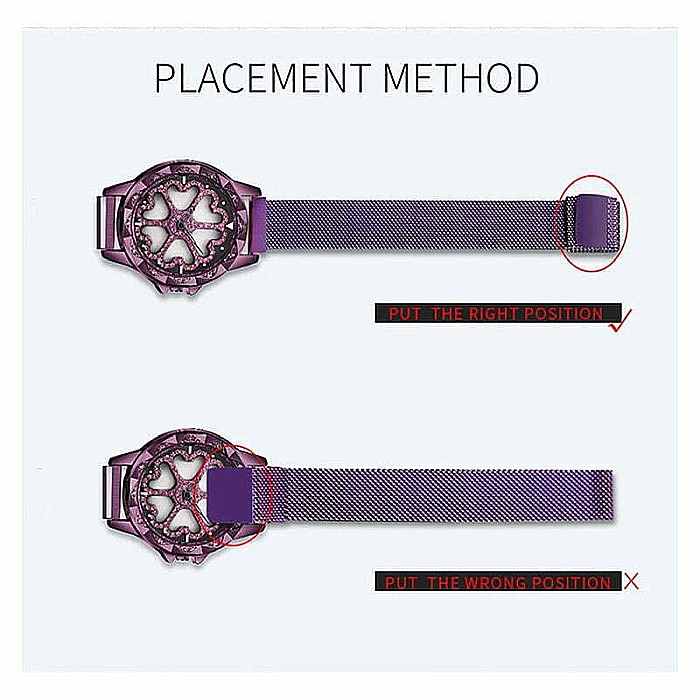 Ceas de dama Sanda, cadran in forma de inimioare rotative 360 grade bratara milaneza inchidere magnetica [5]