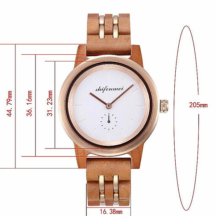 Ceas de dama Shifenmei din lemn, curea din lemn, mecanism quartz Miyota 2035 [4]