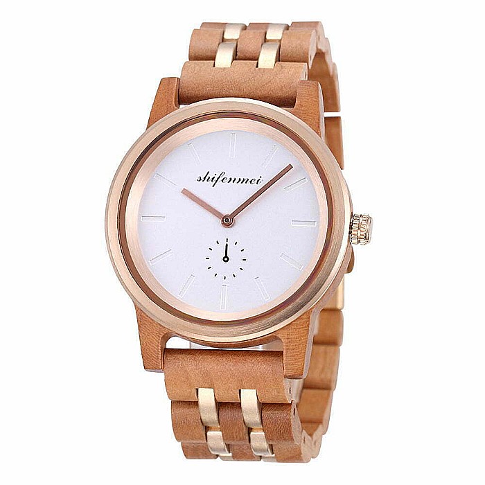 Ceas de dama Shifenmei din lemn, curea din lemn, mecanism quartz Miyota 2035 [3]