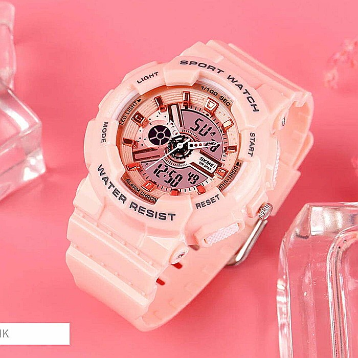 Ceas femei shockproof SKMEI 1689 Dual Time analog si digital, Inot, Cronograf [2]