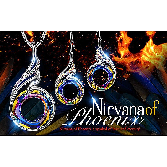 Cercei pasare phoenix Mbrands cu cristal vulcan austria [5]