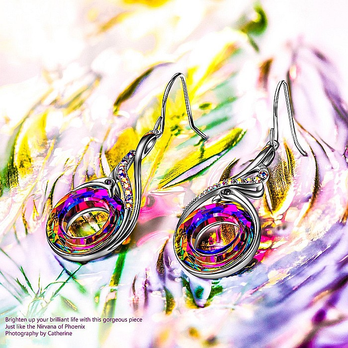 Cercei pasare phoenix Mbrands cu cristal vulcan austria [3]