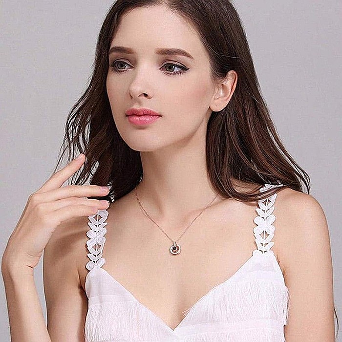 Colier cu pandantiv argint 925 MBrands care proiecteaza cuvantul " Te Iubesc" in 100 de limbi [8]