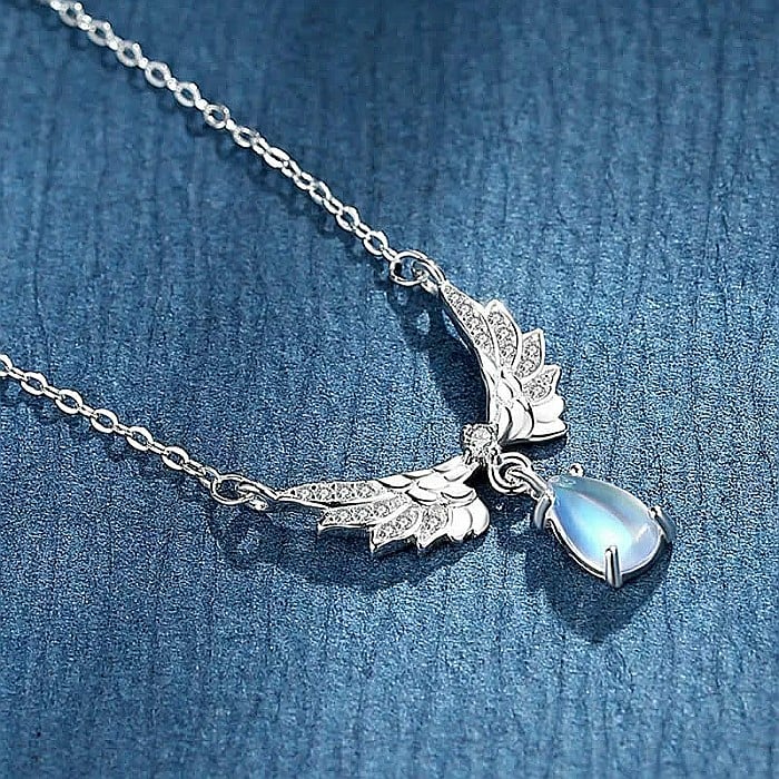 Colier din argint 925 MBrands de dama cu pandantiv in forma aripilor de inger cu cristal zirconiu [2]