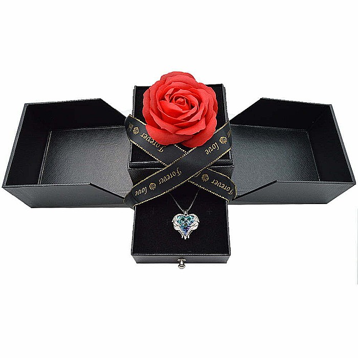 Colier MBrands, Cristal Austria, forma inima, cutie trandafir [4]