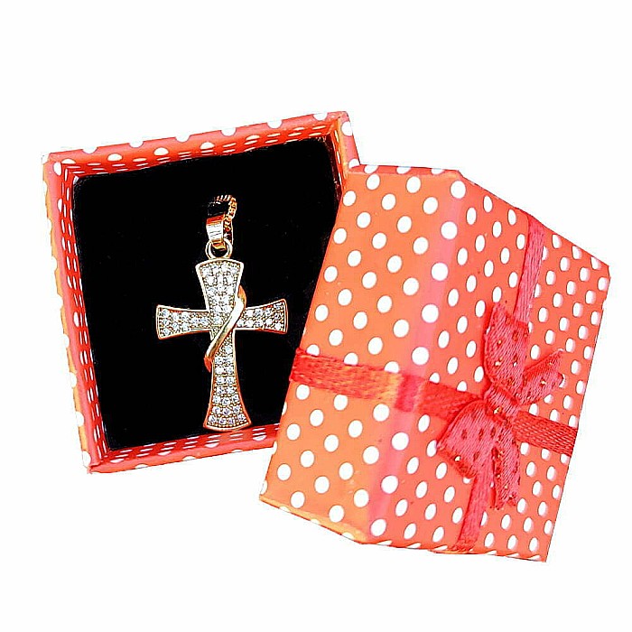 Colier MBrands cu pandantiv in forma de cruce cu cristale placat cu aur 18k [5]