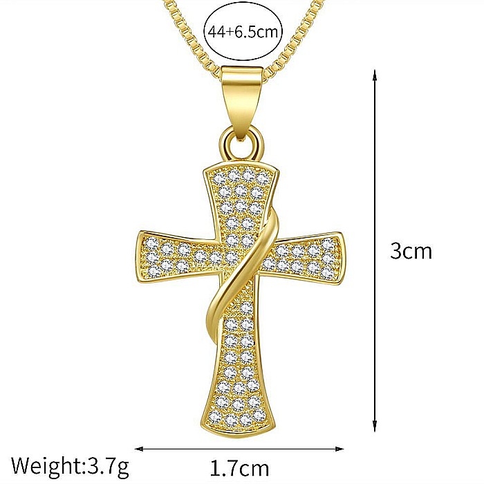 Colier MBrands cu pandantiv in forma de cruce cu cristale placat cu aur 18k [6]