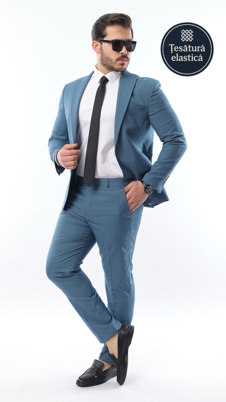 Costum barbati Mbrands cu 2 piese, inchidere 2 nasturi , pantaloni fara tiv, camasa cadou [3]