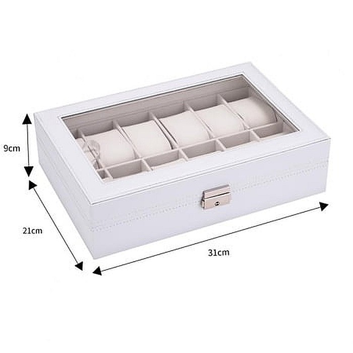 Cutie ceasuri,piele MBrands, cu 12 pernite , fereastra transparenta [3]