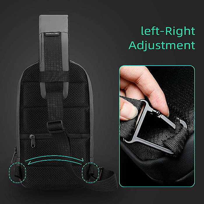 Geanta umar Smart Mark Ryden USB, impermeabila , buzunar pentru ipad 9.7 inch , negru , 32X20x12 cm [5]