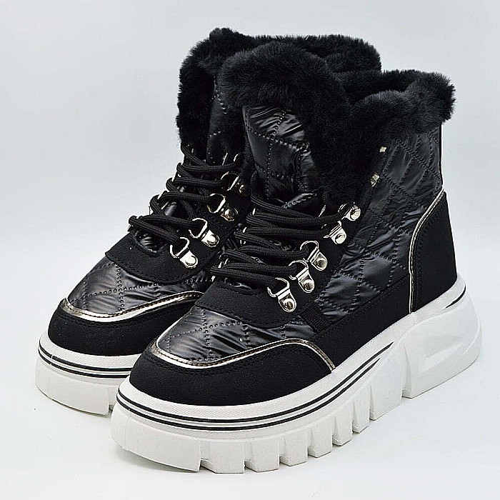 Ghete dama MBrands HI Tops, din material impermeabil lucios, imblaniti [3]