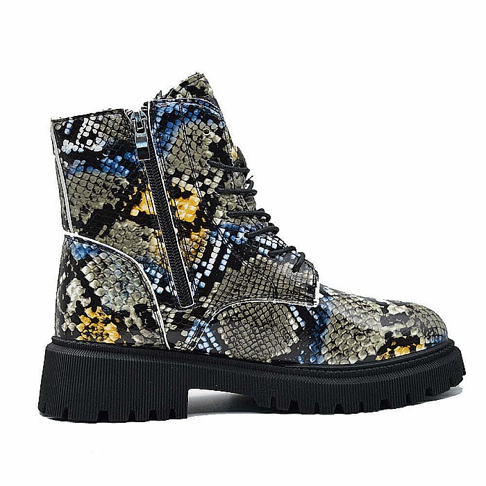 Ghete dama MBrands HI Tops, din piele ecologica, imblaniti, cu presaj sarpe [3]