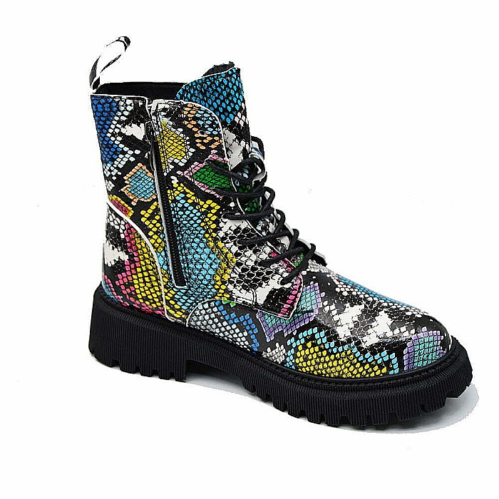 Ghete dama MBrands HI Tops, din piele ecologica, imblaniti, cu presaj sarpe [7]