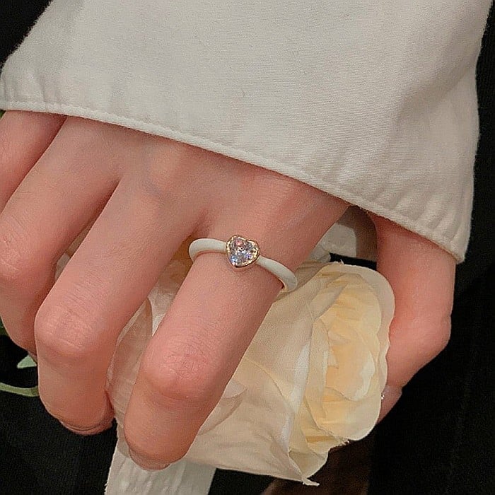 Inel MBrands inox , ajustabil , placat cu aur de 14k , cristal zirconiu [2]