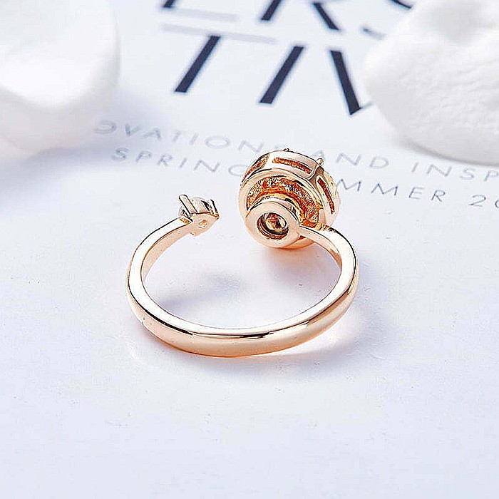 Inel MBrands rotativ 360 cu cristal , ajustabil , placat cu aur roz [4]