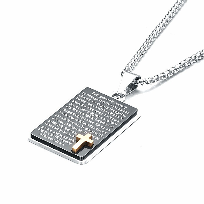Lant cu pandantiv MBrands din inox , Dog Tag Army cruce si verset din biblie [2]