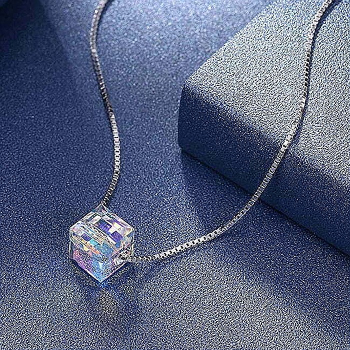 Lantisor din argint 925 cu Pandantiv din cristal Austria, forma cub [6]