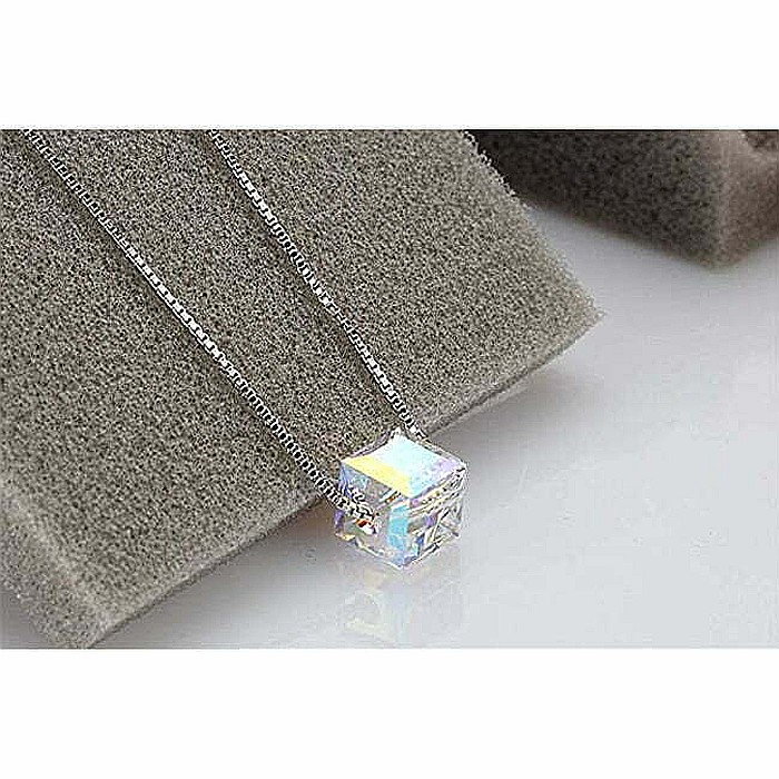 Lantisor din argint 925 cu Pandantiv din cristal Austria, forma cub [4]