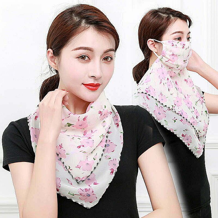 Masca protectie MBrands cu esarfa ,model floral [3]
